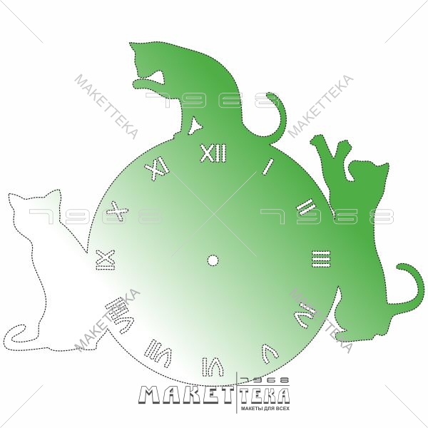 Кошка, часы, Cat, clock
