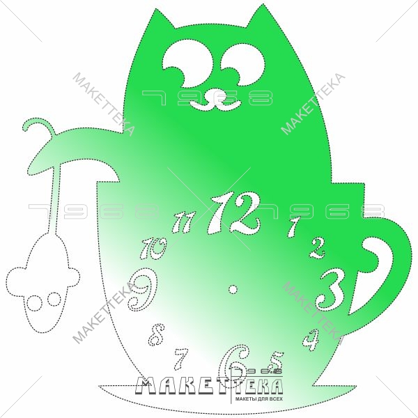 Часы, мышка , кот