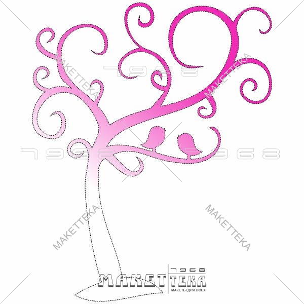 Дерево, птички, завитки, Tree, birds, curls